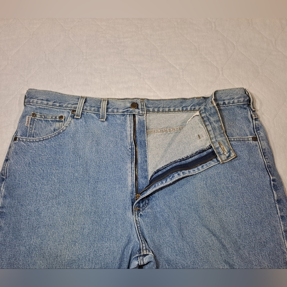 Slightly Distressed Carhartt Jeans Big Men's 44x32 Blue Denim 5-Pocket High-Rise - Picture 5 of 10
